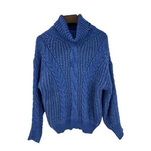 Fate Forever Chucky Cable Knit Oversized Turtle Neck Royal Blue Sweater SZ M/L